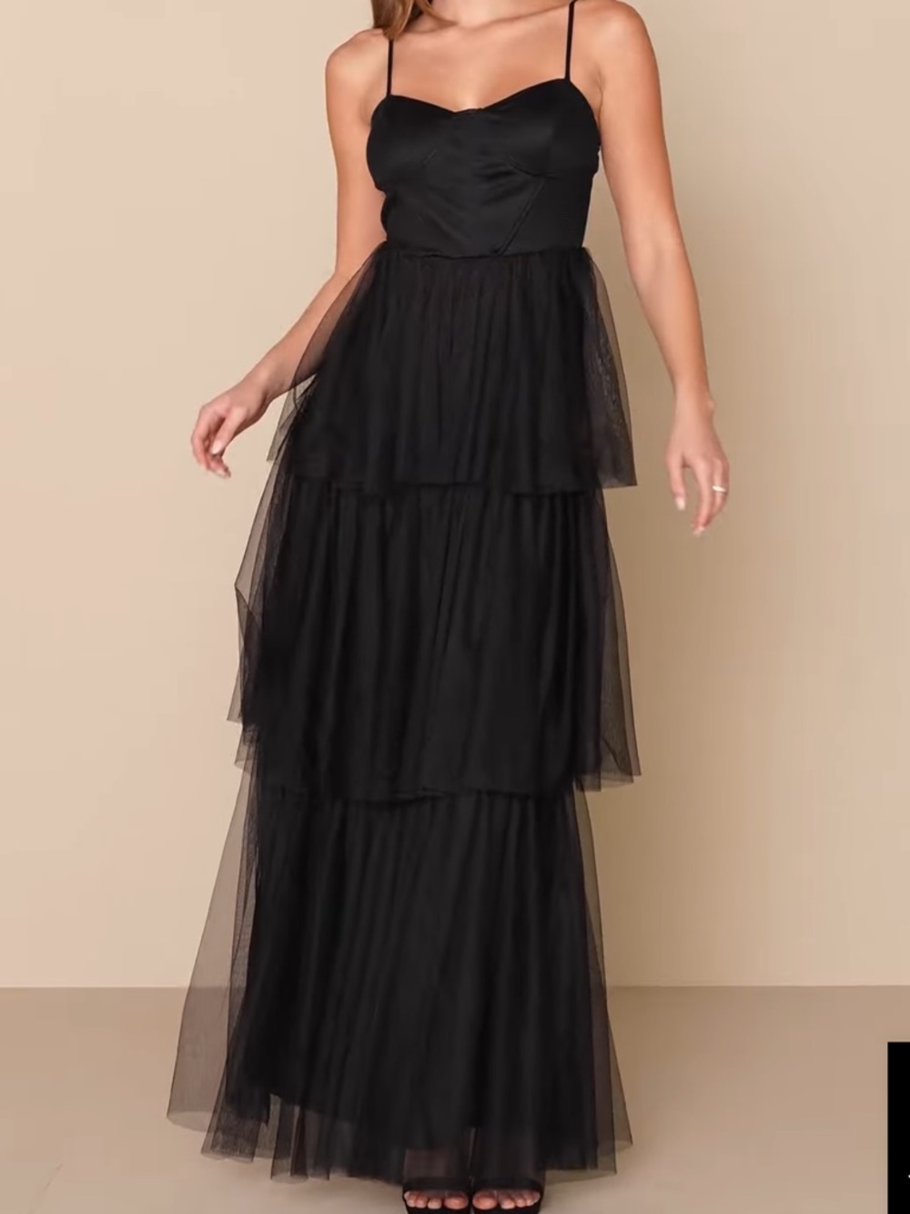 Tulle-y Amazing Black Tulle Sleeveless Bustier Maxi Dress